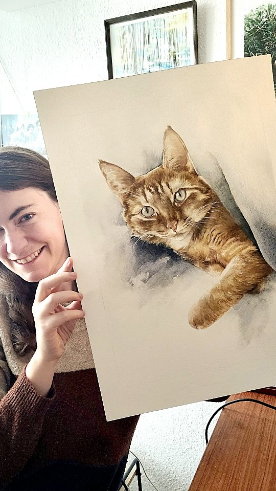 Charlie 🥰 

--- 
Lige nu maler jeg julegaver! Men det her er en gave til bestilleren selv, @sillelundbaek - En vældig god idé at forkæle sig selv med et akvarel portræt af sin kat, syns' jeg 🐱😇